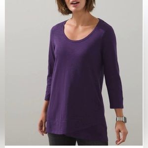 NEW Chicos 3/4 Sleeve Crossover Slub Tee Midnight Violet